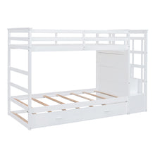 Load image into Gallery viewer, Twin Over Twin Bunk Bed with Trundle and Staircase,White(OLD SKU:LT000068AAK)
