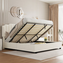 Load image into Gallery viewer, LIFT UP VELVET BEIGE QUEEN SIZE BED
