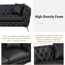 Load image into Gallery viewer, 65.5&quot; Modern Sofa Couch PU Upholstered Loveseat Sofa with Sturdy Metal Legs, Button Tufted Back for Living Room,Apartment,Home Office, Black
