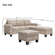 Load image into Gallery viewer, [New] [VIDEO provided] 81.1*76.3*35&quot; Reversible Sectional Couch with Storage Ottoman L-Shaped Sofa,Sectional Sofa with Chaise,Nailheaded Textured Fabric 3 pieces Sofa Set,Warm Grey
