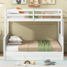 Load image into Gallery viewer, Wood Twin over Full Bunk Bed with Hydraulic Lift Up Storage, White
