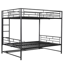 Load image into Gallery viewer, Full Over Full Metal Bunk Bed with Shelf and Guardrails, Black
