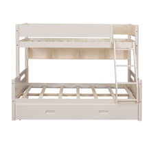 Load image into Gallery viewer, Wood Twin over Full Bunk Bed with Storage Shelves and Twin Size Trundle, Cream
