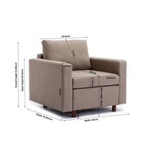 Load image into Gallery viewer, Single Seat Module Sofa Sectional Couch With Armrest With 1 Ottoman,Cushion Covers Non-removable and Non-Washable,Brown
