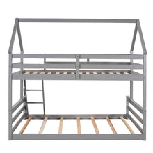 Load image into Gallery viewer, Twin over Full House Bunk Bed with Built-in Ladder,Gray
