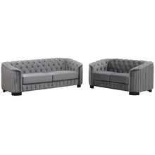 Load image into Gallery viewer, Modern 3-Piece Sofa Sets with Rubber Wood Legs,Velvet Upholstered Couches Sets Including Three Seat Sofa, Loveseat and Single Chair for Living Room Furniture Set,Gray
