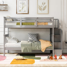 Load image into Gallery viewer, Stairway Twin-Over-Twin Bunk Bed with Storage and Guard Rail for Bedroom, Dorm, Gray color(OLD SKU :LP000109AAE)
