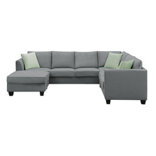 Load image into Gallery viewer, [VIDEO provided] 112*87&quot; Sectional Sofa Couches Living Room Sets, 7 Seats Modular Sectional Sofa with Ottoman, L Shape Fabric Sofa Corner Couch Set with 3 Pillows, Grey(New of GS008210AAG)
