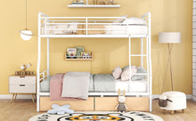 Load image into Gallery viewer, Full XL Over Queen Metal Bunk Bed with 2 Drawers, White
