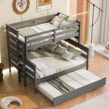 Load image into Gallery viewer, Wood Twin over Full Bunk Bed with Twin Size Trundle, Gray
