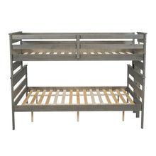 Load image into Gallery viewer, Wood Twin over Full Bunk Bed with Ladder, Gray
