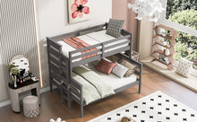 Load image into Gallery viewer, Wood Twin over Full Bunk Bed with Ladder, Gray
