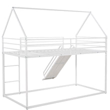 Load image into Gallery viewer, Twin over Twin House Bunk Bed with Ladder and Slide,White
