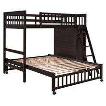 Load image into Gallery viewer, Wooden Twin Over Full Bunk Bed With Six Drawers And Flexible Shelves,Bottom Bed With Wheels,Espresso(OLD SKU:LP000531AAP)
