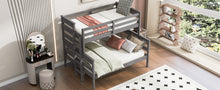 Load image into Gallery viewer, Wood Twin over Full Bunk Bed with Ladder, Gray
