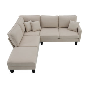 [VIDEO provided][New]90*88" Terrycloth Modern Sectional Sofa,5-Seat Practical Couch Set with Chaise Lounge,L-Shape minimalist Indoor Furniture with 3 Pillows for Living Room,Apartment,Office, 3 Colors