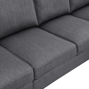 [VIDEO provided] [New] 104.3*78.7" Modern L-shaped Sectional Sofa,7-seat Linen Fabric Couch Set with Chaise Lounge and Convertible Ottoman for Living Room,Apartment,Office,3 Colors