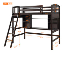 Load image into Gallery viewer, Twin size Loft Bed with Storage Shelves, Desk and Ladder, Espresso(OLD SKU :LP000140PAA)
