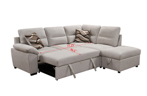 95'' Sectional Sofa with Ultra Soft Back Cushion,Sleeper Sectional Sofa with Pull Out Couch Bed and Storage Ottoman,Beige