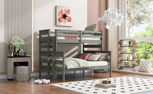 Load image into Gallery viewer, Wood Twin over Full Bunk Bed with Ladder, Gray
