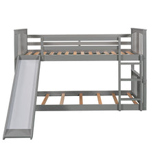 Load image into Gallery viewer, Twin Over Twin Bunk Bed with Slide and Ladder, Gray (Old SKU：LP000108AAE)
