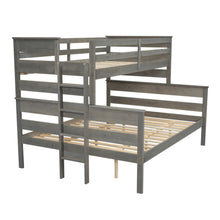 Load image into Gallery viewer, Wood Twin over Full Bunk Bed with Ladder, Gray
