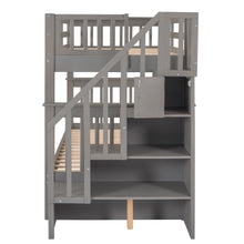 Load image into Gallery viewer, Stairway Twin-Over-Twin Bunk Bed with Storage and Guard Rail for Bedroom, Dorm, Gray color(OLD SKU :LP000109AAE)
