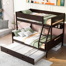 Load image into Gallery viewer, Wood Twin over Full Bunk Bed with Storage Shelves and Twin Size Trundle, Espresso
