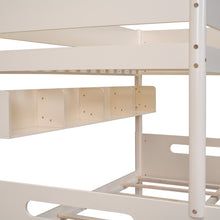 Load image into Gallery viewer, Wood Twin over Full Bunk Bed with Storage Shelves and Twin Size Trundle, Cream
