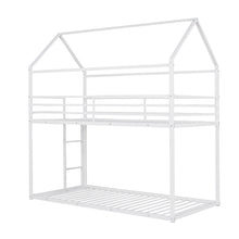 Load image into Gallery viewer, Bunk Beds for Kids Twin over Twin,House Bunk Bed Metal Bed Frame Built-in Ladder,No Box Spring Needed White
