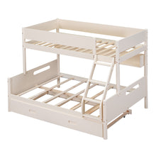 Load image into Gallery viewer, Wood Twin over Full Bunk Bed with Storage Shelves and Twin Size Trundle, Cream
