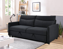 Load image into Gallery viewer, 3 in 1 Convertible Sleeper Sofa Bed, Modern Fabric Loveseat Futon Sofa Couch w/Pullout Bed, Small Love Seat Lounge Sofa w/Reclining Backrest, Furniture for Living Room, Black
