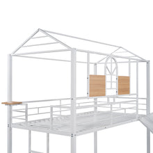 Load image into Gallery viewer, Twin Over Twin Metal Bunk Bed ,Metal Housebed With Slide,Three Colors Available.(White with White  Slide)(OLD SKU :LP000095AAK)
