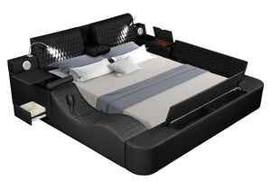 Zoya Smart Multifunctional King Size Bed Made with Wood in Black