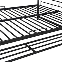 Load image into Gallery viewer, Full Over Full Metal Bunk Bed with Shelf and Guardrails, Black
