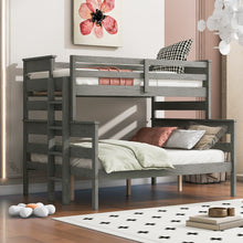 Load image into Gallery viewer, Wood Twin over Full Bunk Bed with Ladder, Gray
