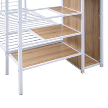 Load image into Gallery viewer, Twin Over Twin Metal Bunk Bed with Lateral Storage Ladder and Wardrobe, White
