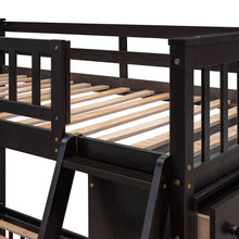 Load image into Gallery viewer, Wooden Twin Over Full Bunk Bed With Six Drawers And Flexible Shelves,Bottom Bed With Wheels,Espresso(OLD SKU:LP000531AAP)
