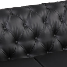 Load image into Gallery viewer, 65.5&quot; Modern Sofa Couch PU Upholstered Loveseat Sofa with Sturdy Metal Legs, Button Tufted Back for Living Room,Apartment,Home Office, Black
