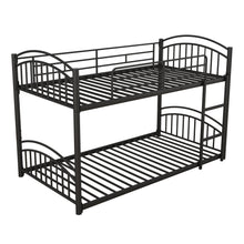 Load image into Gallery viewer, Twin Over Twin Metal Bunk Bed With Slide,Kids House Bed Black+Red
