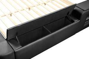 Zoya Smart Multifunctional King Size Bed Made with Wood in Black