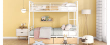 Load image into Gallery viewer, Full XL Over Queen Metal Bunk Bed with 2 Drawers, White
