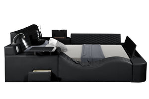 Zoya Smart Multifunctional King Size Bed Made with Wood in Black