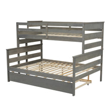 Load image into Gallery viewer, Wood Twin over Full Bunk Bed with Twin Size Trundle, Gray
