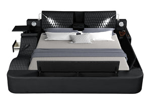 Zoya Smart Multifunctional King Size Bed Made with Wood in Black