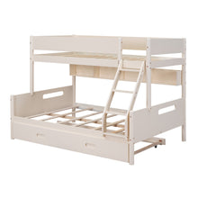 Load image into Gallery viewer, Wood Twin over Full Bunk Bed with Storage Shelves and Twin Size Trundle, Cream
