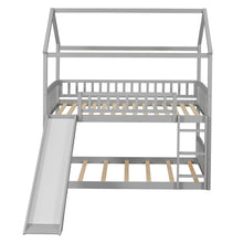 Load image into Gallery viewer, Twin Over Twin Bunk Bed with Slide, House Bed with Slide, Gray(OLD SKU: LT000213AAE
