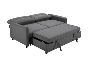 3 in 1 Convertible Sleeper Sofa Bed, Modern Fabric Loveseat Futon Sofa Couch w/Pullout Bed, Small Love Seat Lounge Sofa w/Reclining Backrest, Furniture for Living Room, Grey