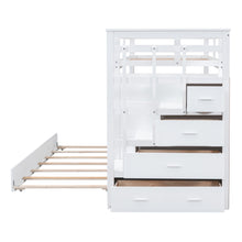 Load image into Gallery viewer, Twin Over Twin Bunk Bed with Trundle and Staircase,White(OLD SKU:LT000068AAK)
