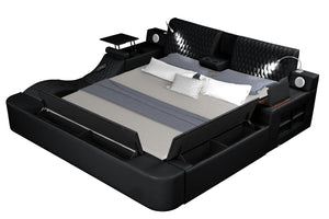 Zoya Smart Multifunctional King Size Bed Made with Wood in Black